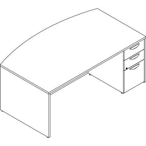 Lorell Prominence 2.0 Gray Elm Laminate Desk Unit - 72" x 42" x 29" , 1" Top, 0.1" Edge - 3 x File Drawer