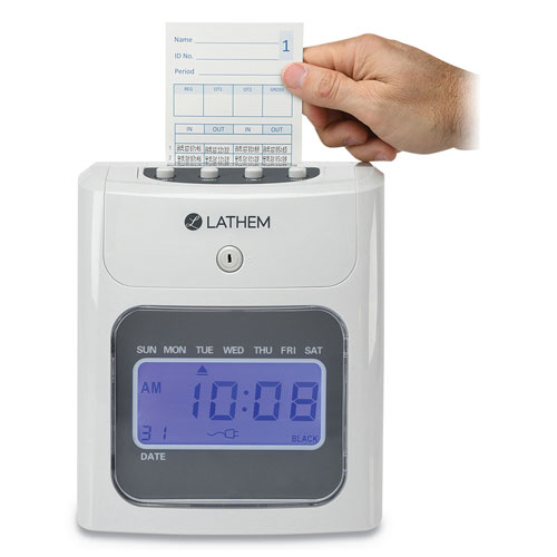 Lathem Time 400E Top-Feed Time Clock Bundle, White