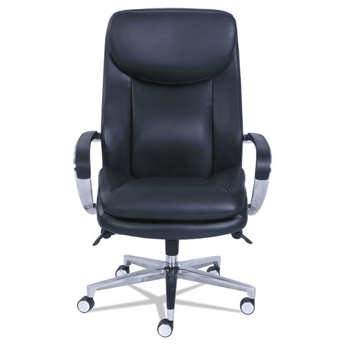 La-Z-Boy Commercial 2000 Big and Tall Executive Chair with Dynamic Lumbar Support, Up to 400 lbs., Black Seat/Back, Silver Base