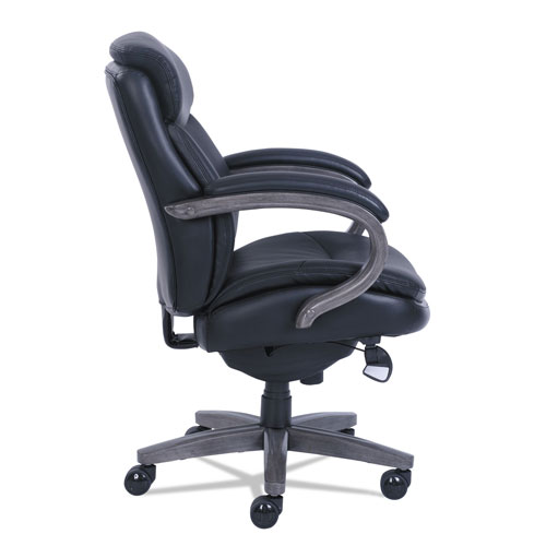 La-Z-Boy Woodbury Mid-Back Executive Chair, Supports up to 300 lbs., Black Seat/Black Back, Weathered Gray Base