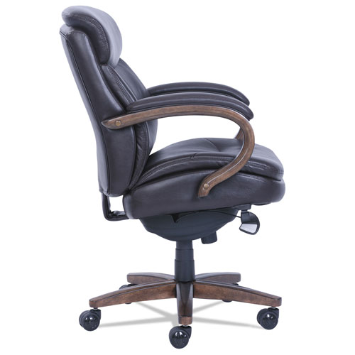 La-Z-Boy Woodbury Mid-Back Executive Chair, Supports up to 300 lbs., Brown Seat/Brown Back, Weathered Sand Base