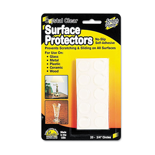 Master Caster Scratch Guard Surface Protectors, 0.75" dia, Circular, Clear, 20/Pack