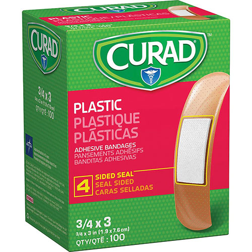 Curad Plastic Adhesive Bandages - 12/Carton - 100 Per Box