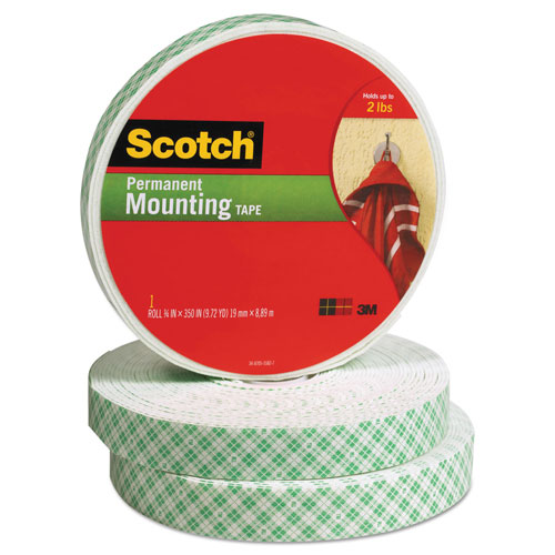 Scotch™ Permanent High-Density Foam Mounting Tape, Holds Up to 2 lbs, 0.75 x 350, White