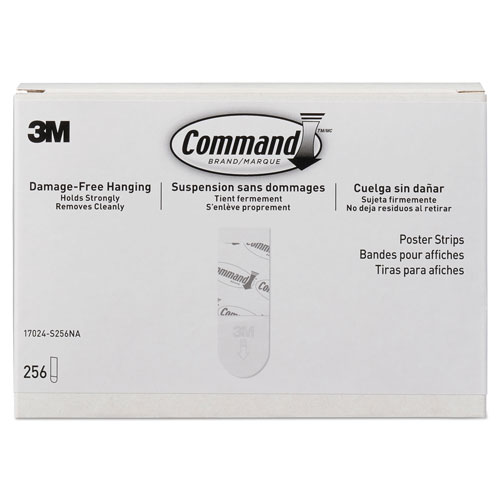 Command® Poster Strips, Removable, Holds Up to 1 lb per Pair, 1.63 x 2.75, White, 256/Pack