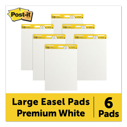 Post-it® Vertical-Orientation Self-Stick Easel Pad Value Pack, Unruled, 30 White 25 x 30 Sheets, 6/Carton