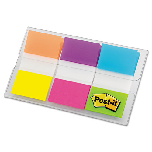 Post-it® Page Flags in Portable Dispenser, Assorted Brights, 60 Flags/Pack