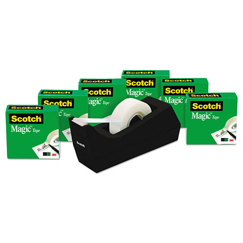 Scotch™ Magic Tape Desktop Dispenser Value Pack, 1" Core, 0.75" x 83.33 ft, Clear, 6/Pack