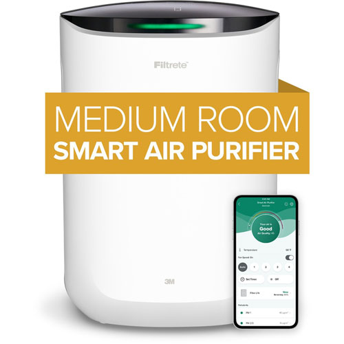 Filtrete™ Smart Medium Room Air Purifier, 150 sq ft Room Capacity, White