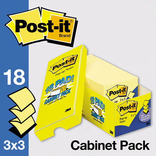 Post-it® Original Canary Yellow Pop-up Refill Cabinet Pack, 3