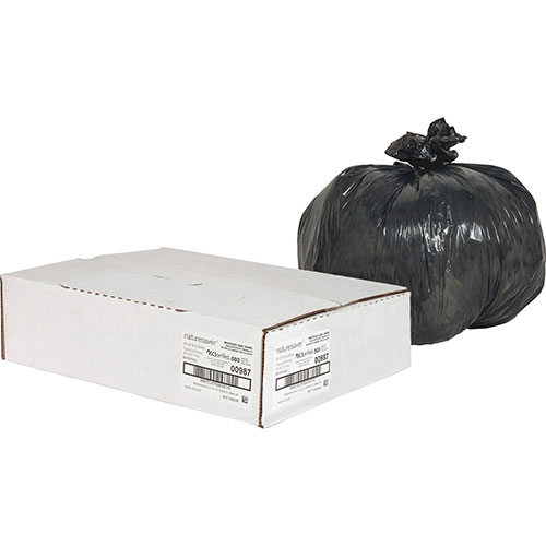 Nature Saver Recycled Black Trash Bags, 10 Gallon, Box of 500
