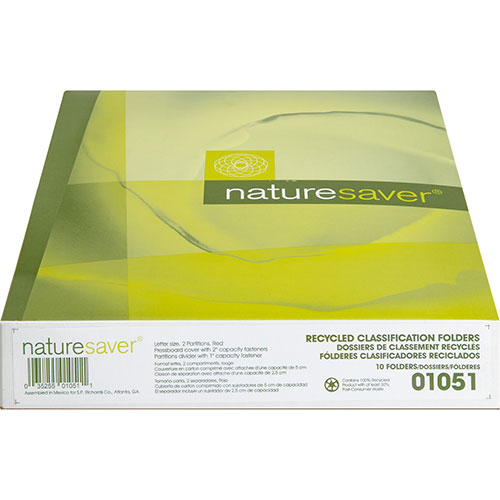 Nature Saver 01051 Classification Folder, Letter, 2 Partitions, Red