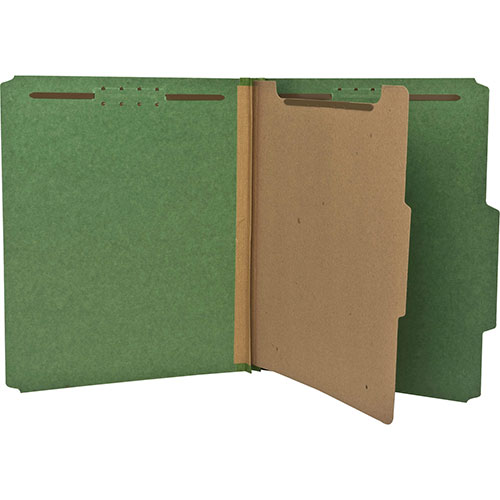 Nature Saver Classification Folders, w/ Fasteners, 1 Dvdr, Letter, 10/Box, Green