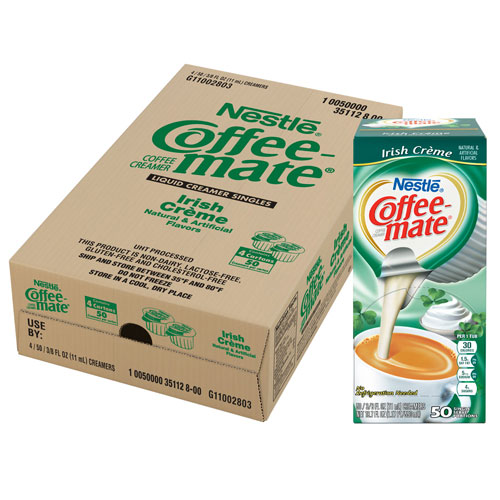 Coffee-Mate® Liquid Coffee Creamer, Irish Creme, 0.38 oz Mini Cups, 50/Box, 4 Boxes/Carton, 200 Total/Carton