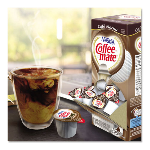 Coffee-Mate® Liquid Coffee Creamer, Cafe Mocha, 0.38 oz Mini Cups, 50/Box