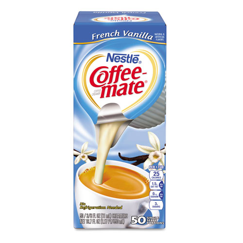 Coffee-Mate® Liquid Coffee Creamer, French Vanilla, 0.38 oz Mini Cups, 50/Box