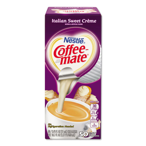 Nestle Liquid Coffee Creamer, Italian Sweet Creme, 0.38 oz Mini Cups, 50/Box, 4 Boxes/Carton, 200 Total/Carton