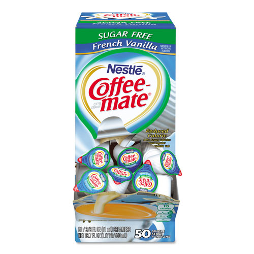 Nestle Liquid Coffee Creamer, Sugar-Free French Vanilla, 0.38 oz Mini Cups, 50/Box, 4 Boxes/Carton, 200 Total/Carton