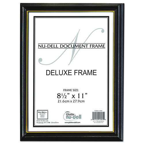 Nudell Plastics Deluxe Wood Document Frame, Plastic Face, 8-1/2 x 11, Black