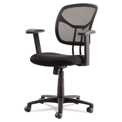OIF Swivel/Tilt Mesh Task Chair with Adjustable Arms, Supports up to 250 lbs., Black Seat/Black Back, Black Base