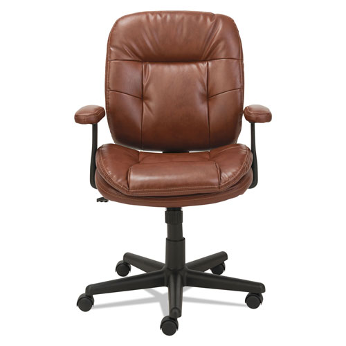 OIF Swivel/Tilt Leather Task Chair, Supports up to 250 lbs., Chestnut Brown Seat/Chestnut Brown Back, Black Base
