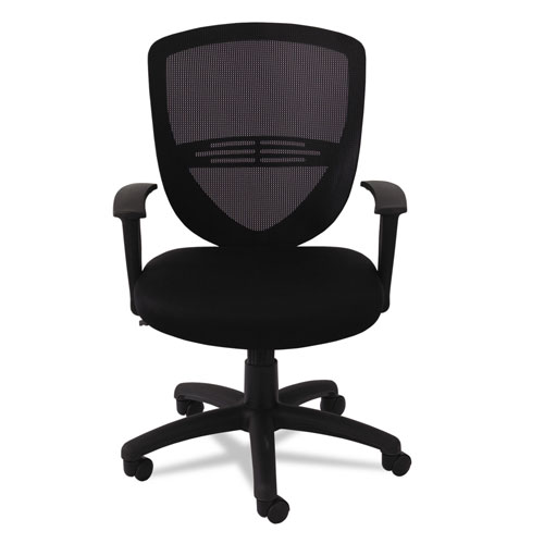 OIF Swivel/Tilt Mesh Mid-Back Task Chair, Supports up to 250 lbs., Black Seat/Black Back, Black Base