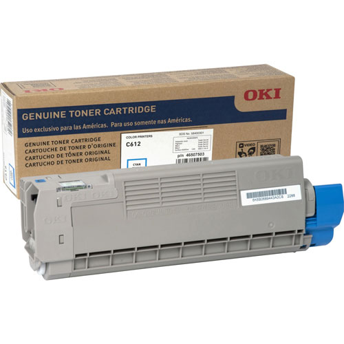 Okidata Toner Cartridge for C612, 6,000 Page Yield, Cyan