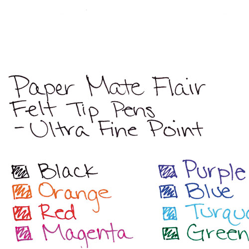 Papermate® Flair Felt Tip Stick Porous Point Marker Pen, 0.4mm, Assorted Ink/Barrel, 8/Set