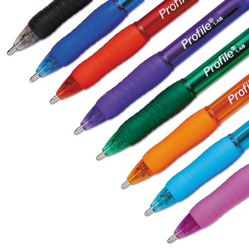 Papermate® Profile Retractable Ballpoint Pen, 1.4mm, Assorted Ink/Barrel, 8/Set