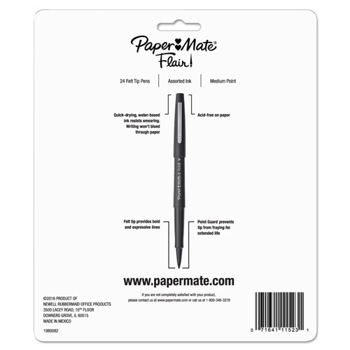 Papermate® Limited Edition Point Guard Flair Stick Porous Point Pen, Medium 0.7mm, Tropical Ink/Barrel, 24/Set