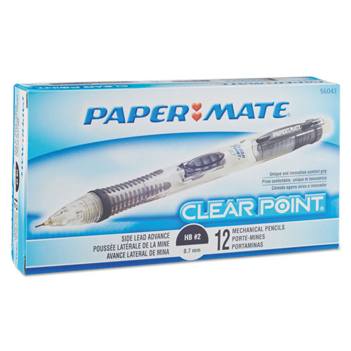 Papermate® Clear Point Mechanical Pencil, 0.7 mm, HB (#2.5), Black Lead, Blue Barrel