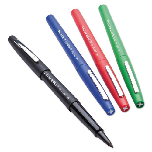 Papermate® Point Guard Flair Stick Porous Point Pen, Medium 0.7mm, Assorted Ink/Barrel, 12/Set