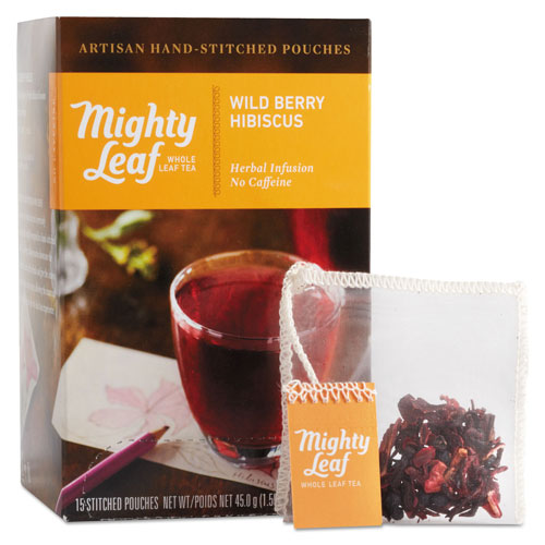 Mighty Leaf Tea Whole Leaf Tea Pouches, Wild Berry Hibiscus, 15/Box
