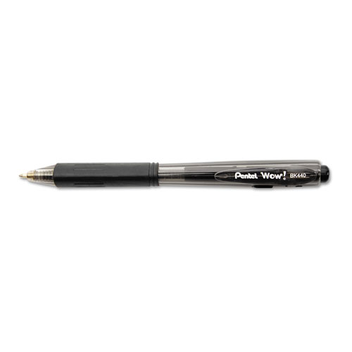 Pentel WOW! Retractable Ballpoint Pen Value Pack, Medium 1 mm, Black Ink/Barrel, 36/Pack