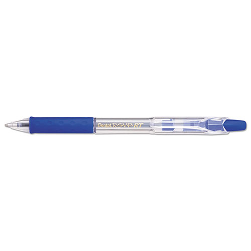 Pentel R.S.V.P. RT Retractable Ballpoint Pen, Medium 1mm, Blue Ink, Clear Barrel, Dozen