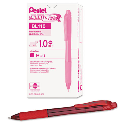 Pentel EnerGel X Roller Ball Retractable Gel Pen, Bold, Red