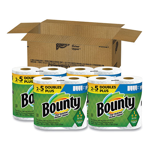 Bounty Select-a-Size Kitchen Roll Paper Towels, 2-Ply, White, 6 x 11, 113 Sheets/Roll, 2 Double Plus Rolls/Pack, 4 Packs/Carton