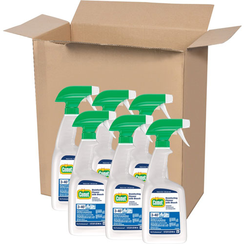 Comet Disinfecting Cleaner w/Bleach, 32 oz, Plastic Spray Bottle, Fresh Scent, 6/Carton