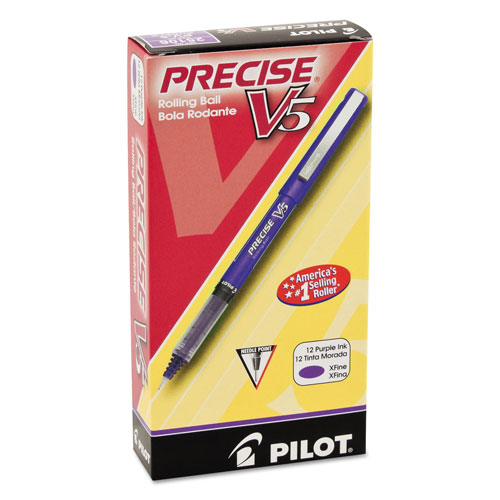 Pilot Precise V5 Stick Roller Ball Pen, 0.5mm, Purple Ink/Barrel, Dozen