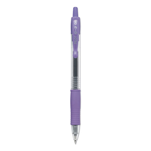 Pilot G2 Premium Retractable Gel Pen, 0.5mm, Purple Ink, Smoke Barrel, Dozen