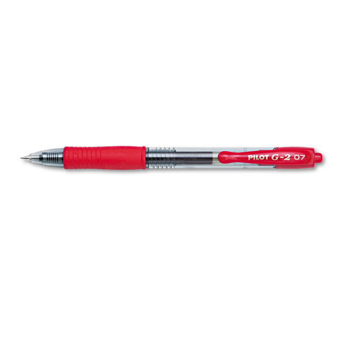Pilot G2 Premium Retractable Gel Pen, 0.7mm, Red Ink, Smoke Barrel, Dozen