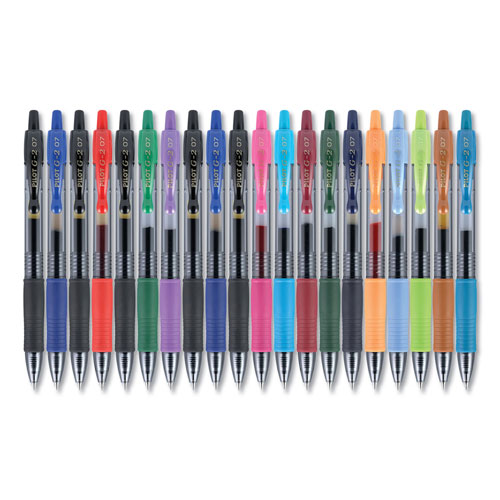 Pilot G2 Premium Retractable Gel Pen, Fine 0.7mm, Assorted Ink/Barrel, 20/Set