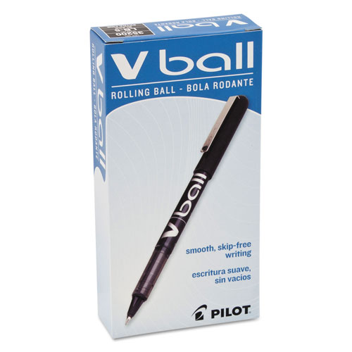 Pilot VBall Liquid Ink Stick Roller Ball Pen, 0.5mm, Black Ink/Barrel, Dozen