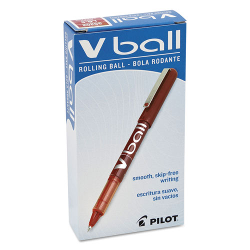 Pilot VBall Liquid Ink Stick Roller Ball Pen, 0.5mm, Red Ink/Barrel, Dozen