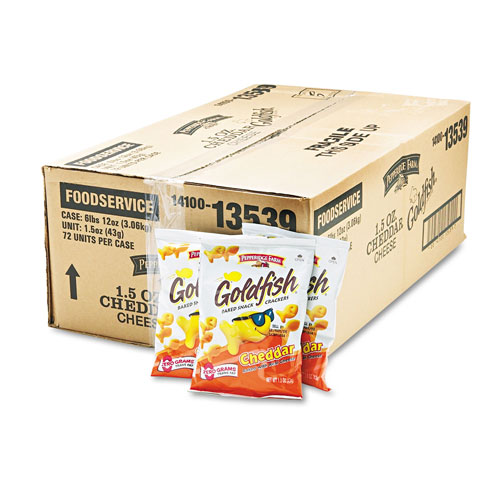 Goldfish® Goldfish Crackers, Cheddar, Single-Serve Snack, 1.5oz Bag, 72/Carton
