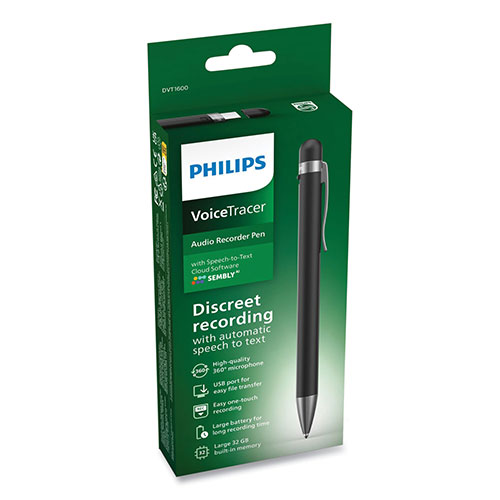 Philips Voice Tracer DVT1600 Digital Recorder Pen with Sembly, 32 GB