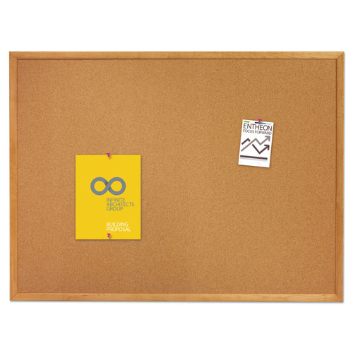 Quartet® Classic Series Cork Bulletin Board, 36 x 24, Oak Finish Frame