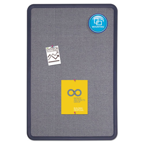 Quartet® Contour Fabric Bulletin Board, 36 x 24, Light Blue, Plastic Navy Blue Frame