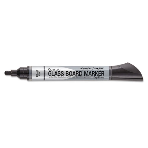 Quartet® Premium Glass Board Dry Erase Marker, Broad Bullet Tip, Black, Dozen