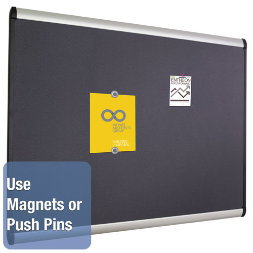 Quartet® Prestige Plus Magnetic Fabric Bulletin Board, 36 x 24, Aluminum Frame